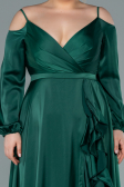 Long Emerald Green Satin Plus Size Evening Dress ABU2358