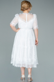 Midi White Dantelle Plus Size Evening Dress ABK1396