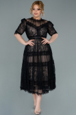 Midi Black Dantelle Plus Size Evening Dress ABK1396