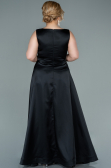 Long Black Satin Plus Size Evening Dress ABU2356