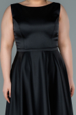 Long Black Satin Plus Size Evening Dress ABU2356