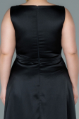 Long Black Satin Plus Size Evening Dress ABU2356