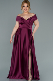 Long Plum Satin Plus Size Evening Dress ABU2355