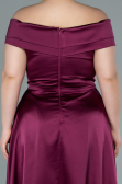 Long Plum Satin Plus Size Evening Dress ABU2355