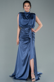 Grey-Indigo Long Satin Evening Dress ABU2133