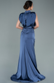 Grey-Indigo Long Satin Evening Dress ABU2133