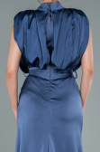 Grey-Indigo Long Satin Evening Dress ABU2133