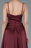 Long Burgundy Satin Prom Gown ABU2375