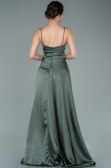 Long Oil Green Satin Prom Gown ABU2375