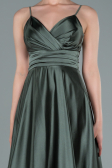 Long Oil Green Satin Prom Gown ABU2375