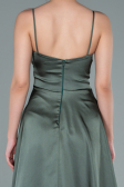 Long Oil Green Satin Prom Gown ABU2375