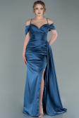 Long Indigo Satin Evening Dress ABU2379