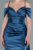 Long Indigo Satin Evening Dress ABU2379