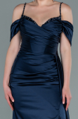 Long Navy Blue Satin Evening Dress ABU2379