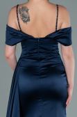 Long Navy Blue Satin Evening Dress ABU2379