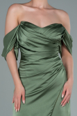 Midi Olive Drab Satin Invitation Dress ABK1404