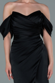 Midi Black Satin Invitation Dress ABK1404