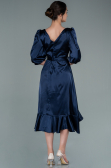Midi Navy Blue Satin Invitation Dress ABK1409