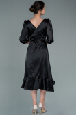 Midi Black Satin Invitation Dress ABK1409