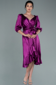 Midi Cherry Colored Satin Invitation Dress ABK1409