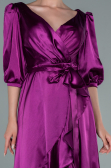 Midi Cherry Colored Satin Invitation Dress ABK1409
