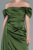 Oil Green Long Satin Engagement Dress ABU1606