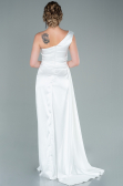 White Long Satin Prom Gown ABU2173