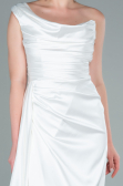 White Long Satin Prom Gown ABU2173