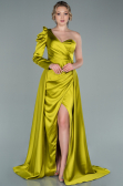 Pistachio Green Long Satin Evening Dress ABU1715