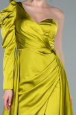 Pistachio Green Long Satin Evening Dress ABU1715