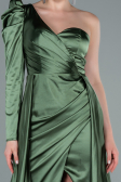 Olive Drab Long Satin Evening Dress ABU1715