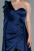 Navy Blue Long Satin Evening Dress ABU1715