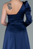 Navy Blue Long Satin Evening Dress ABU1715