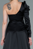 Black Long Satin Evening Dress ABU1715