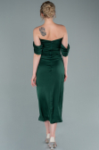 Midi Emerald Green Satin Invitation Dress ABK1404