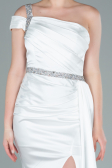 Long White Satin Evening Dress ABU2363