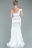 Long White Satin Evening Dress ABU2363