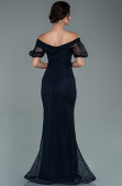 Long Navy Blue Dantelle Evening Dress ABU2427