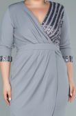 Grey Short Plus Size Evening Dress ABK1325