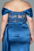 Long Indigo Satin Plus Size Evening Dress ABU2371