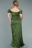 Oil Green Long Satin Plus Size Evening Dress ABU1626