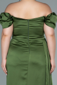 Oil Green Long Satin Plus Size Evening Dress ABU1626