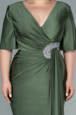 Long Olive Drab Plus Size Evening Dress ABU2441