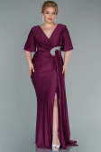 Long Cherry Colored Plus Size Evening Dress ABU2441