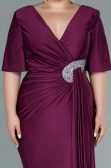 Long Cherry Colored Plus Size Evening Dress ABU2441
