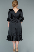 Midi Black Satin Plus Size Evening Dress ABK1410