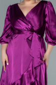 Midi Cherry Colored Satin Plus Size Evening Dress ABK1410