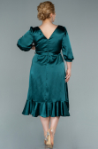 Midi Emerald Green Satin Plus Size Evening Dress ABK1410