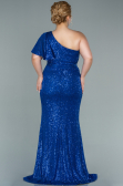 Sax Blue Long Oversized Evening Dress ABU1893