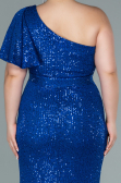 Sax Blue Long Oversized Evening Dress ABU1893